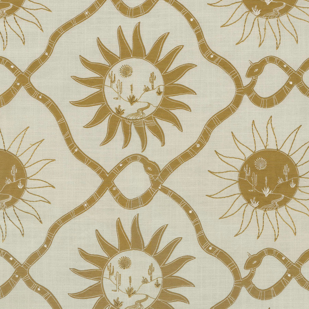 Sol Emb Golden 140022 by Elana Gabrielle Fabric - 54% polyester, 46% cotton Embroidery: 80% polyester, 20% rayon India 51000 Horizontal: 13.5 and Vertical: 9.5 56 - Fabric Carolina -