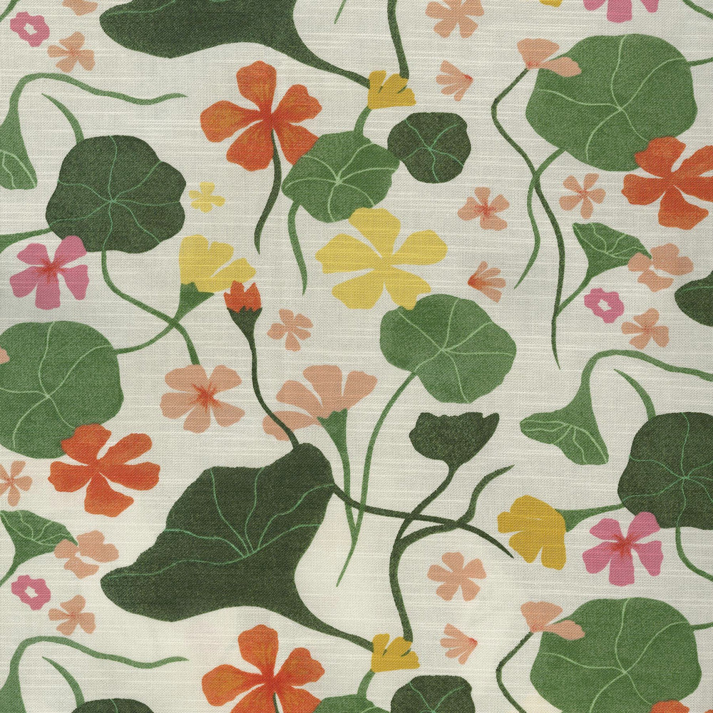 Nasturtiums Nectar 140050 by Elana Gabrielle Fabric - 100% cotton, China 24000 Horizontal: 13.5 and Vertical: 13.5 54/55 - Fabric Carolina -