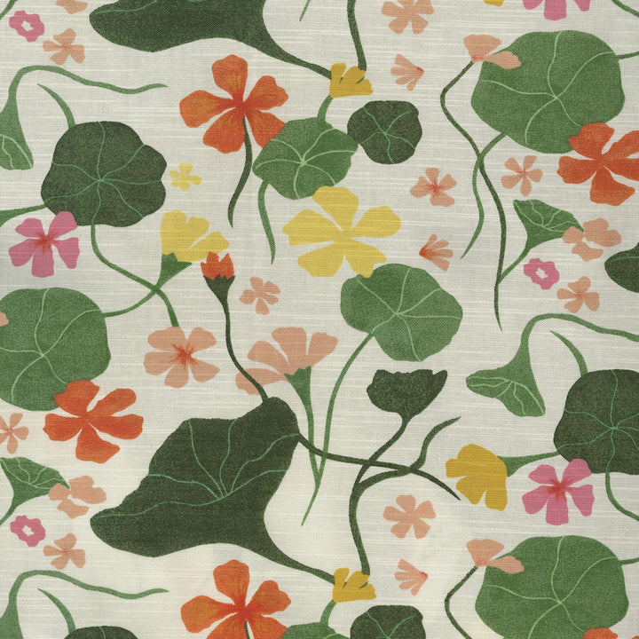 Nasturtiums Nectar 140050 by Elana Gabrielle Fabric 100% Cotton China 24000 Horizontal: 13.5 and Vertical: 13.5 54/55 - Fabric Carolina -