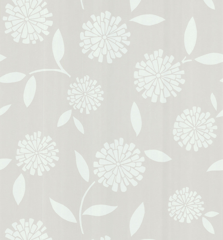 Zinnia Beige Flower Wallpaper by Lucky Day Simple Space Covers about 56.4 square feet 20.5-in by 33-ft long roll Prepasted 21 - Fabric Carolina -