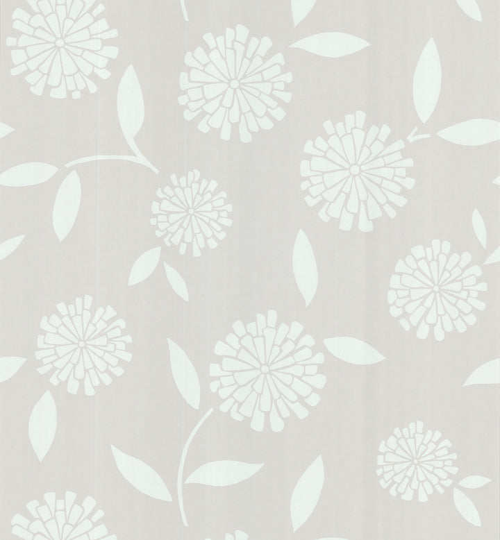 Zinnia Beige Flower Wallpaper by Lucky Day Simple Space Covers about 56.4 square feet 20.5-in by 33-ft long roll Prepasted 21 - Fabric Carolina -