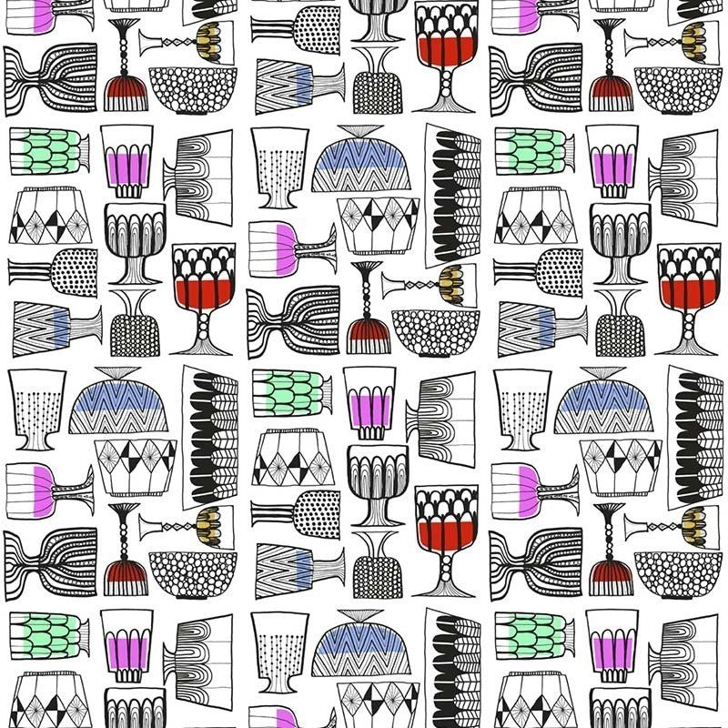 Kippis Ebony, Eggshell, and Multicolored by Seabrook Wallpaper Marimekko Vol. 5 Italy 75.5 0" 27.5" - Fabric Carolina -