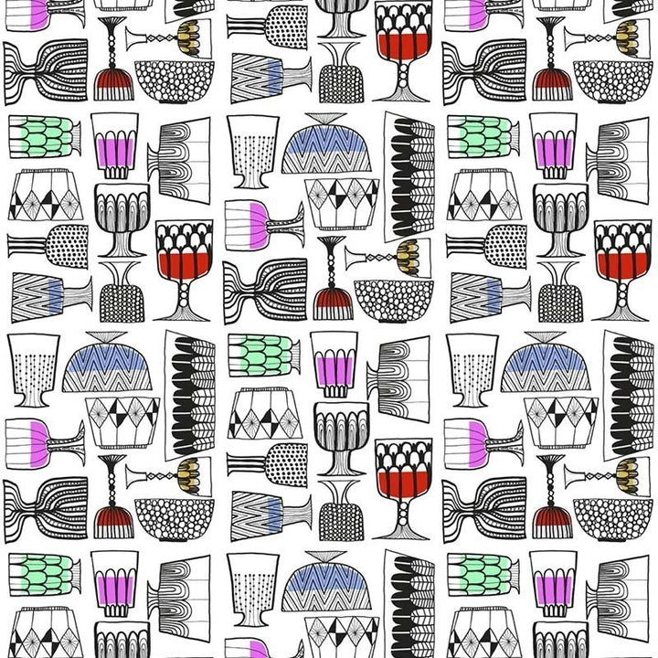 Kippis Ebony, Eggshell, and Multicolored by Seabrook Wallpaper Marimekko Vol. 5 Italy 75.5 0" 27.5" - Fabric Carolina -
