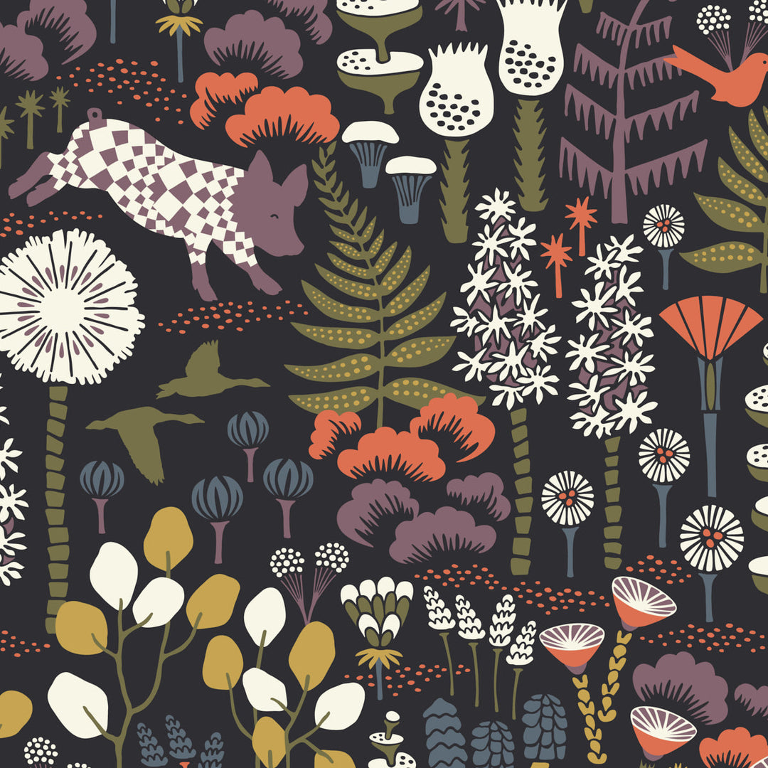 Hoppmosse - Midnight by Schumacher Wallcovering