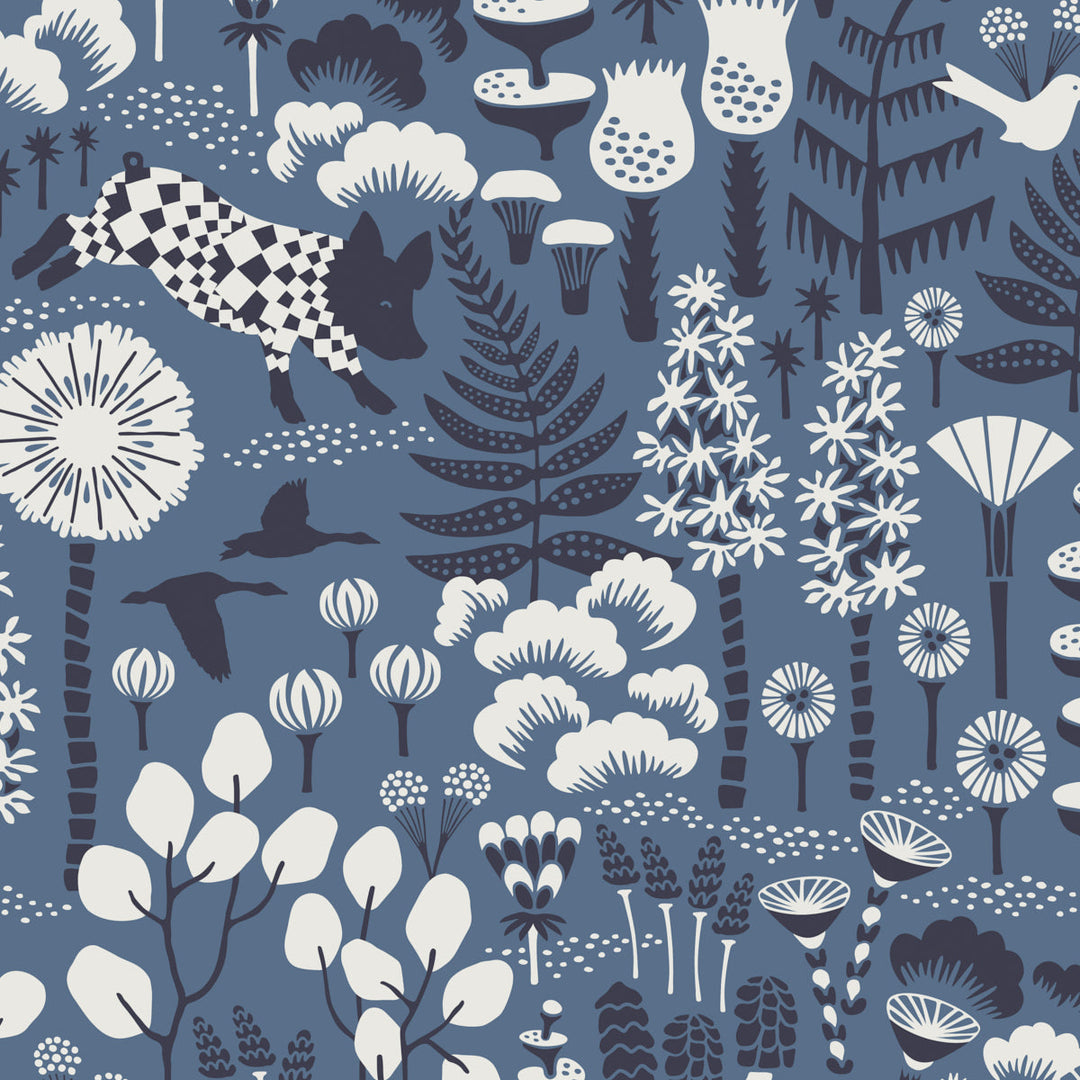 Hoppmosse - Blue by Schumacher Wallcovering