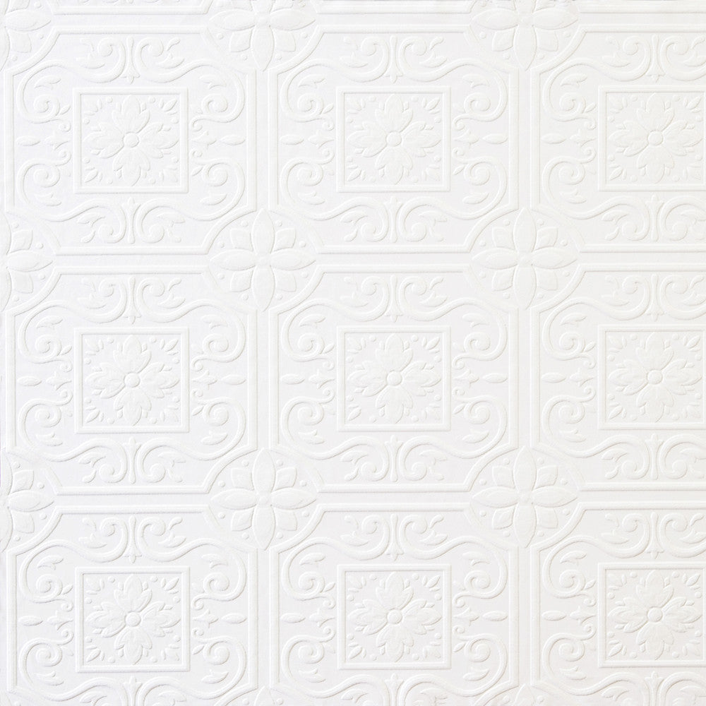 Artiste Tin Ceiling Paintable Paintable Wallpaper by Brewster Paintable Solutions III Covers about 56.4 square feet 20.5-in by 33-ft long roll Prepasted 6.3 - Fabric Carolina -