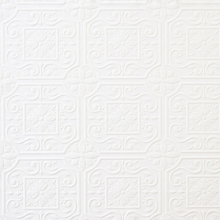 Artiste Tin Ceiling Paintable Paintable Wallpaper by Brewster Paintable Solutions III Covers about 56.4 square feet 20.5-in by 33-ft long roll Prepasted 6.3 - Fabric Carolina -