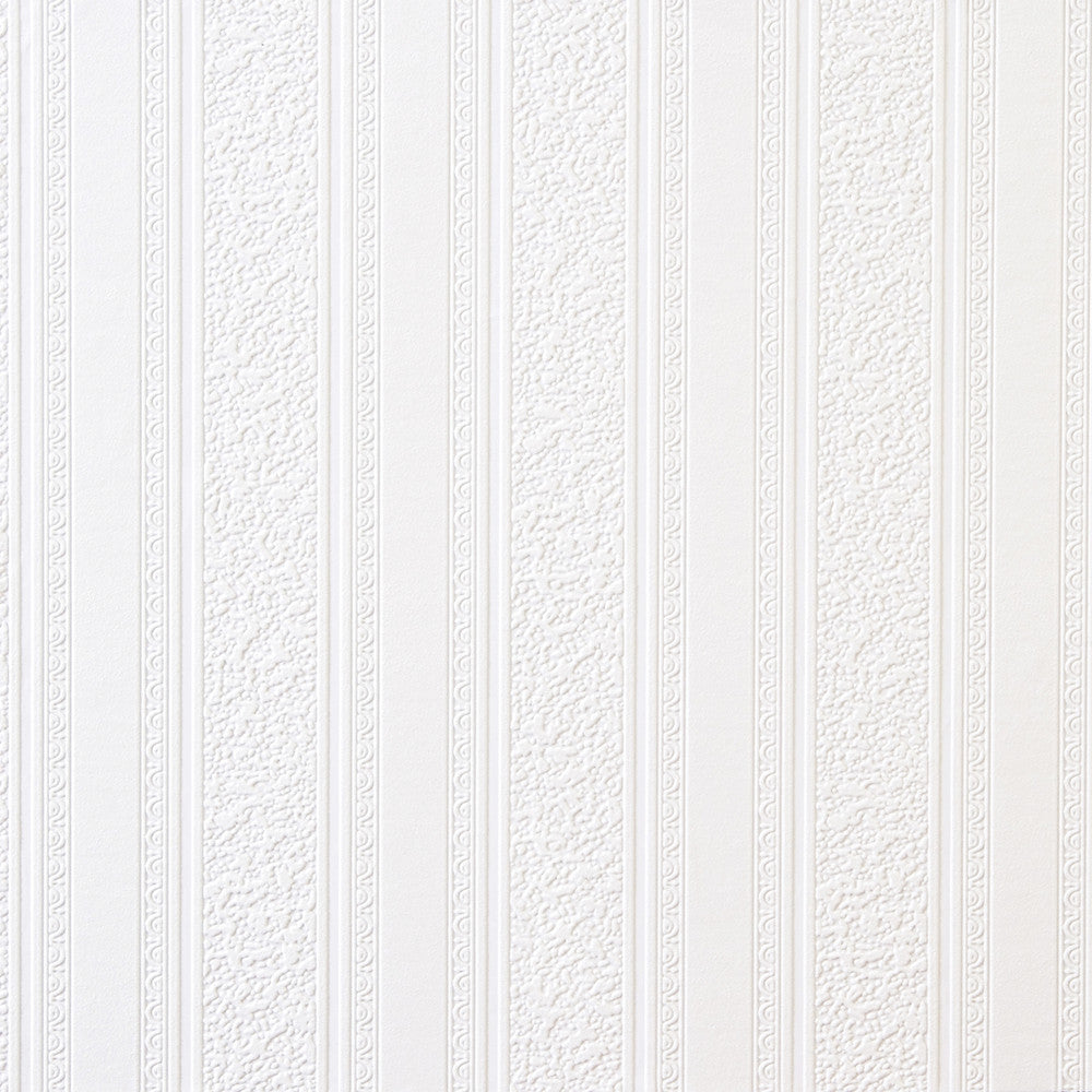 Fitzgerald Striped White Beadboard Paintable Wallpaper by Brewster Paintable Solutions III Covers about 56.4 square feet 20.5-in by 33-ft long roll Prepasted 25 - Fabric Carolina -