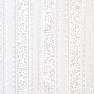 Fitzgerald Striped White Beadboard Paintable Wallpaper by Brewster