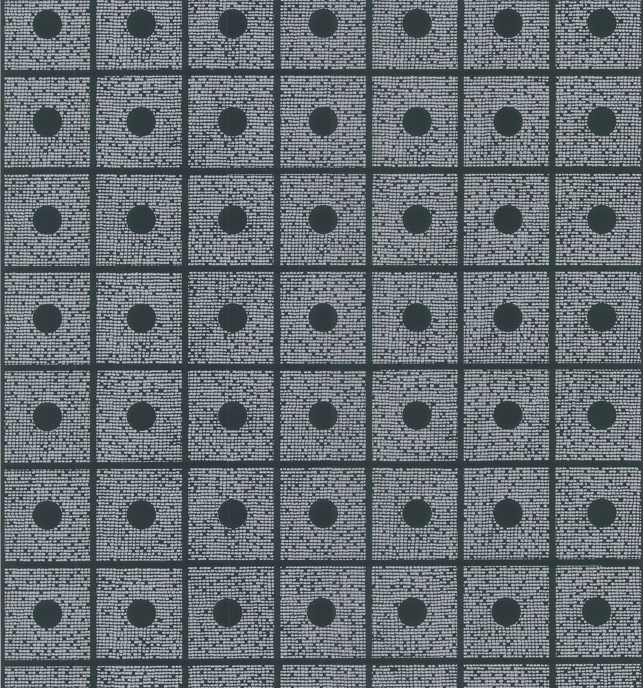 Domino Black Tile Wallpaper by Brewster Bath Bath Bath Vol III Covers about 56.4 square feet 20.5-in by 33-ft long roll Prepasted 6.3 - Fabric Carolina -