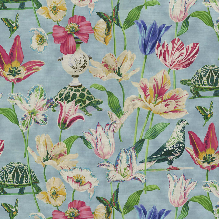 Enchanted Garden Robin'S Egg 150051 by Harrison Howard Fabric 100% Cotton Peru 15000 Horizontal: 27 and Vertical: 25.25 54 - Fabric Carolina -