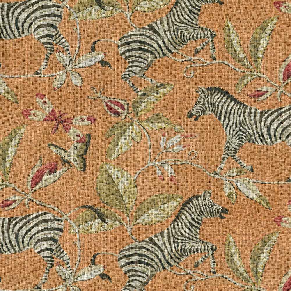 Zebra'S Garden Mango by Harrison Howard Designer Fabric - 55% linen, 45% rayon Pakistan 50000 Horizontal: 13.5 and Vertical: 12.63 54 - Swanky Fabrics -