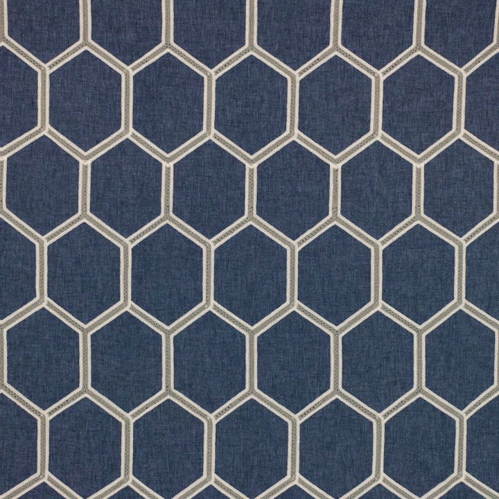 Trovaso Trellis Indigo by RM CoCo Fabric Inspired Living Vol 16 72% Polyester 21% Cotton 7% Linen See Sample 0 Horizontal: 4.37008119.3307137 54  - Fabric Carolina -