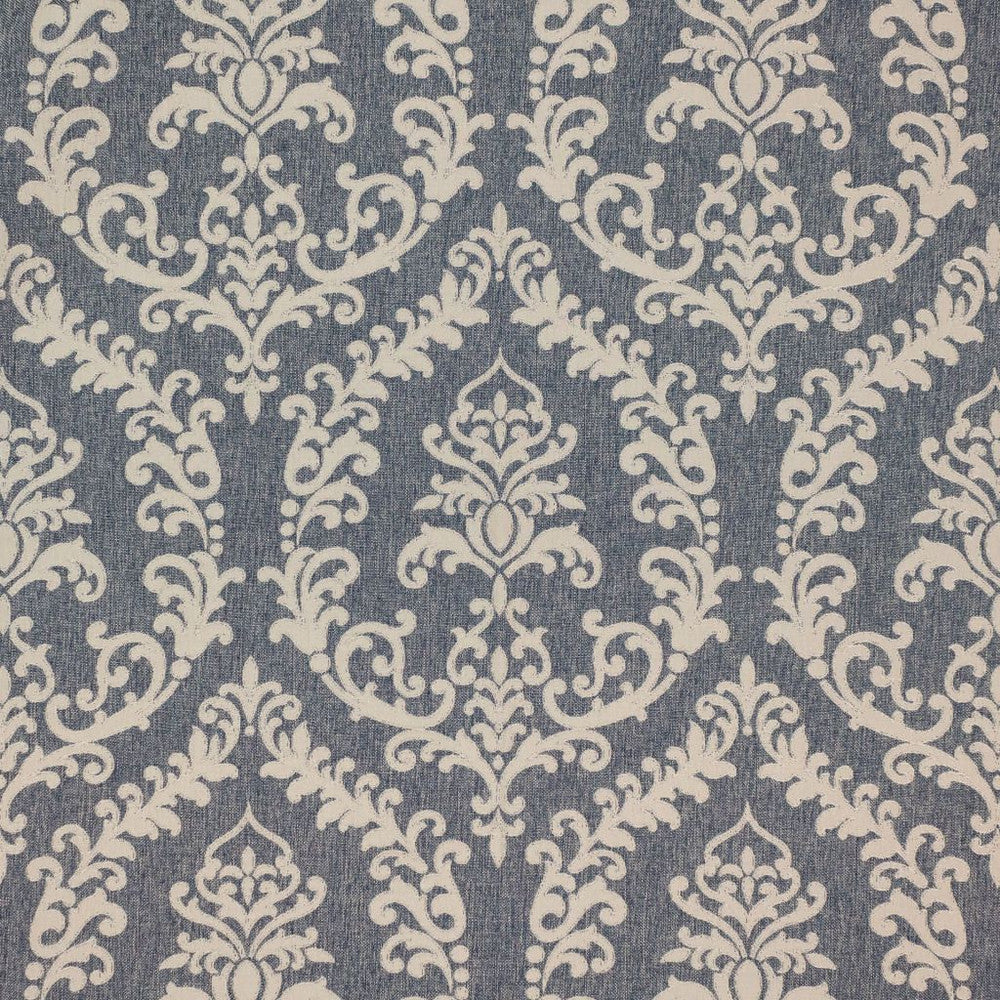 Grove Park Damask Faded Denim by RM CoCo Fabric Inspired Living Vol 16 100% Polyester See Sample 0 Horizontal: 13.75 and Vertical: 25 55.118 - Fabric Carolina -