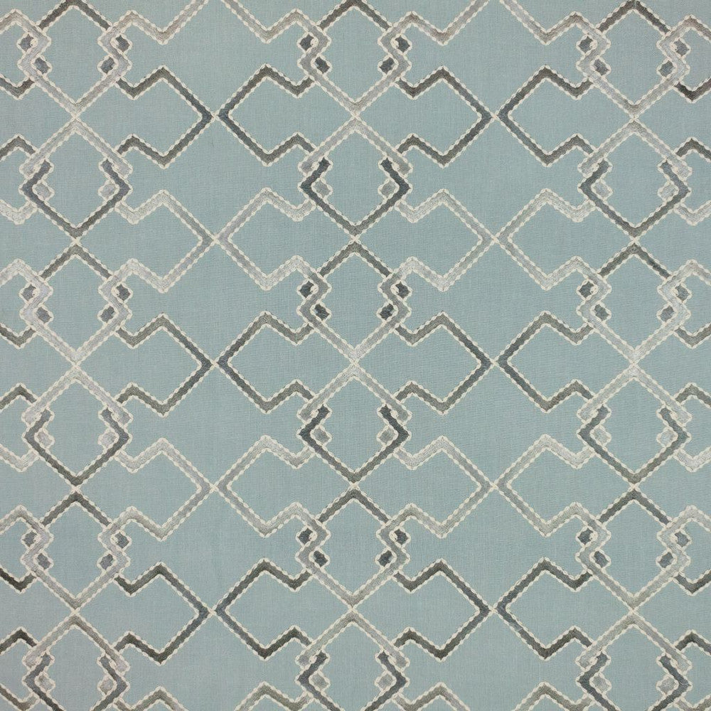 Interlock Trellis Azure by RM CoCo Fabric Inspired Living Vol 17 100% Polyester See Sample 0 Horizontal: 10.2362269.448824 54  - Fabric Carolina -
