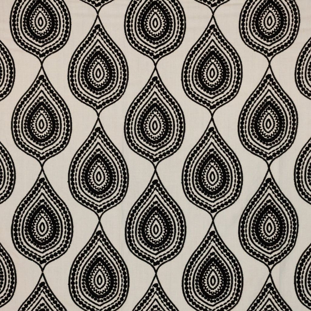 Jambi Paisley Onyx by RM CoCo Fabric Inspired Living Vol 18 43% Polyester 57% Linen See Sample 0 Horizontal: 10.3937064 and Vertical: 9.448824 56 - Fabric Carolina -