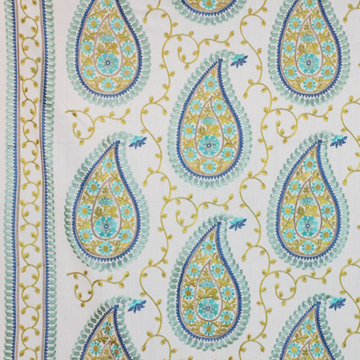 Kadiri Paisley Border Mineral by RM CoCo Fabric