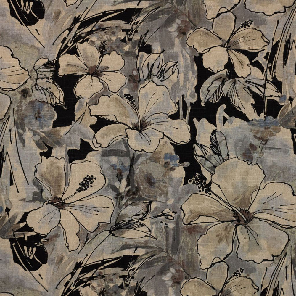Floral Splash Charcoal by RM CoCo Fabric Inspired Living Vol 18 70% Cotton 30% Linen See Sample 15000 Horizontal: 54 and Vertical: 24.63 54 - Fabric Carolina -