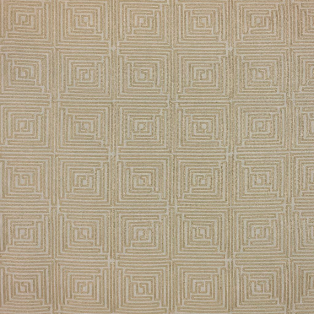 Greek Key Fret Flax by RM CoCo Fabric Finishing Touches Vol 12 73% Polyester 27% Cotton See Sample 0 Horizontal: 10.236226 and Vertical: 9.448824 55 - Fabric Carolina -