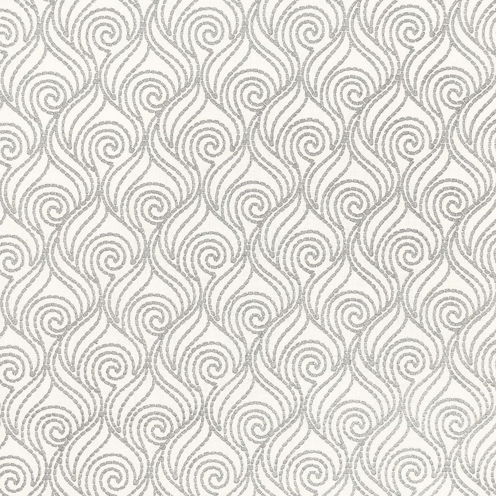 Swirl-A-Way Pewter by RM CoCo Fabric 2018 Spring - Prive Collection 37% Cotton 25% Linen 19% Polyester 19% Viscose Embroidery: Polyester See Sample 0 Horizontal: 5.6256.375 54  - Fabric Carolina -
