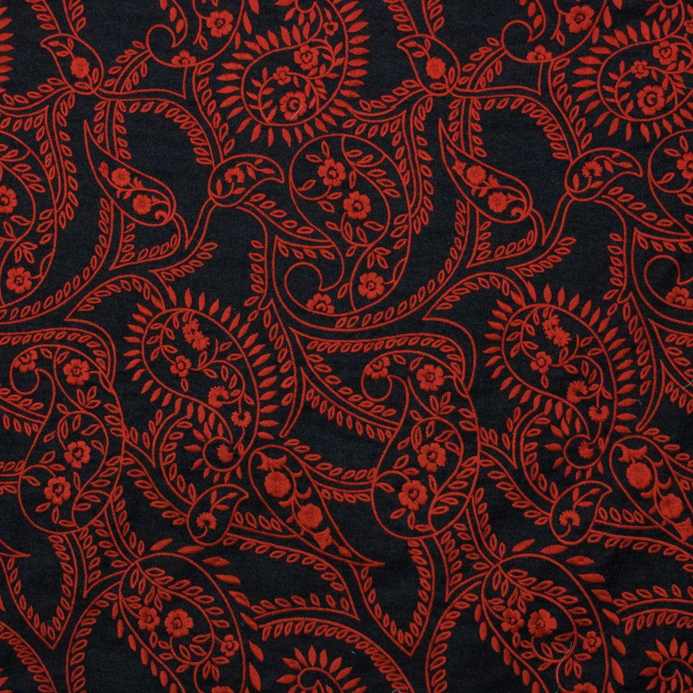 Fantasia Firethorn by RM CoCo Fabric 2018 Spring - Luxe Collection 100% Wool Embroidery 100% Viscose See Sample 0 Horizontal: 16.12530.25 55  - Fabric Carolina -