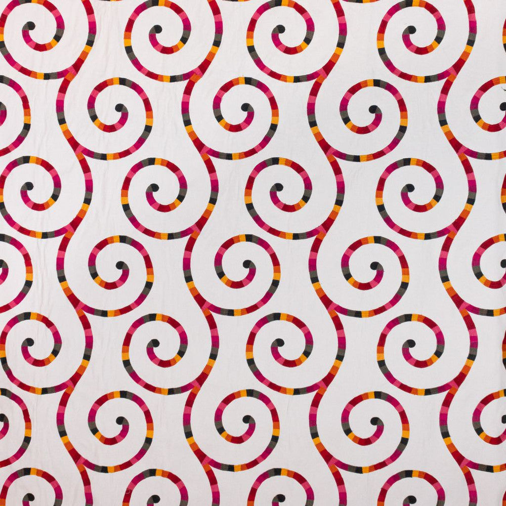 Tupinamba Swirl Fiesta by RM CoCo Fabric 2018 Spring - Prive Collection 100% Cotton Embroidery 100% Polyester Base See Sample 0 Horizontal: 12.5 and Vertical: 15 55 - Fabric Carolina -