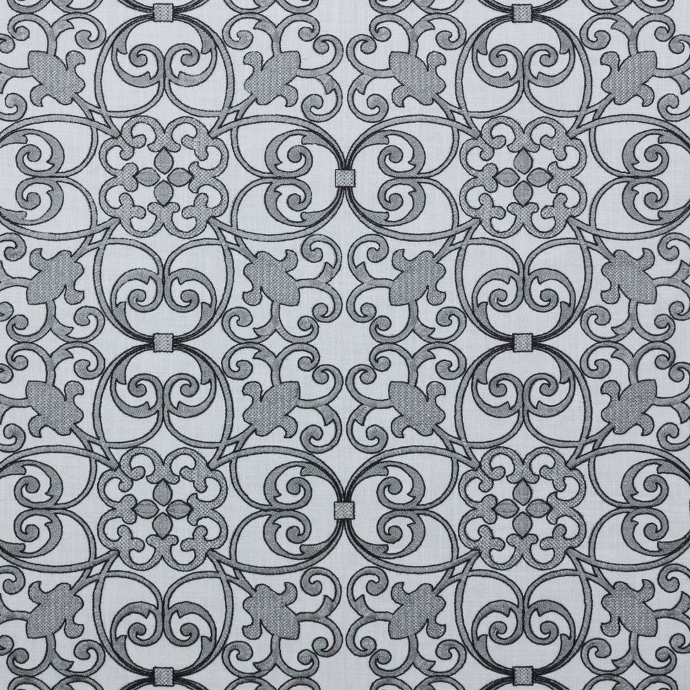 Bienville Pewter by RM CoCo Fabric 2018 Spring - Prive Collection 70% Viscose 30% Linen Embroidery: 74% Viscose 26% Cotton See Sample 0 Horizontal: 13.125 and Vertical: 12.125 56 - Fabric Carolina -