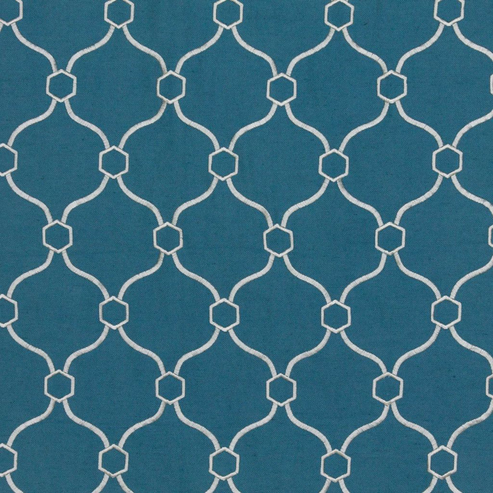 Picardie Trellis Turquoise by RM CoCo Fabric Finishing Touches Vol 9 32% Viscose 30% Polyester 26% Linen 12% Rayon See Sample 60000 Horizontal: 3.75 and Vertical: 5 55 - Fabric Carolina -