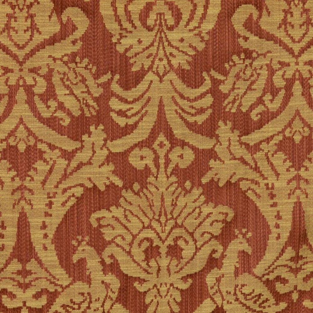 Delacroix Damask Terracotta by RM CoCo Fabric Inspired Living Vol 8 50% Polyester 50% Rayon See Sample 21000 Horizontal: 3.519.5 54  - Fabric Carolina -