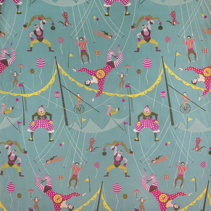 Circus Friends Teal by RM CoCo Fabric 2017 Spring Luxe Collection 62% Viscose 28% Cotton 10% Polyester See Sample 9000 Horizontal: 54 and Vertical: 27 54 - Fabric Carolina -