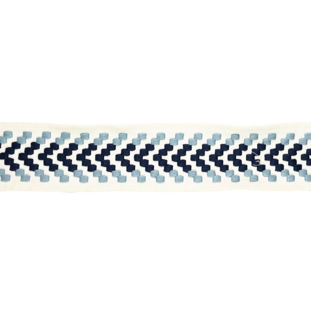 BD111 3.25" Border Delft by RM CoCo Trim Artisano Collection Trim Book Base: 100% Cotton Embroidery: 100% Polyester See Sample 0 Horizontal: 2.5 and Vertical: 1 3.25 - Fabric Carolina -