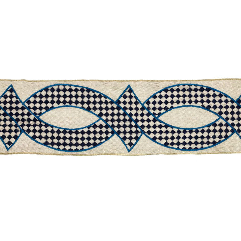 BD114 5" Border Cobalt by RM CoCo Trim Artisano Collection Trim Book Base: 100% Linen Embroidery: 100% Polyester See Sample 0 Horizontal: 5 and Vertical: 7.85 5 - Fabric Carolina -