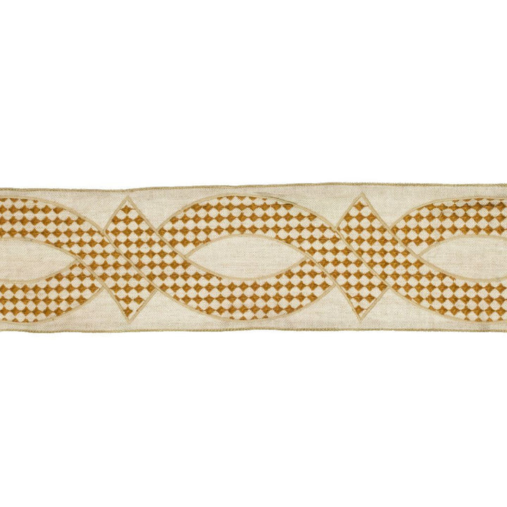 BD114 5" Border Goldenrod by RM CoCo Trim Artisano Collection Trim Book Base: 100% Linen Embroidery: 100% Polyester See Sample 0 Horizontal: 5 and Vertical: 7.85 5 - Fabric Carolina -