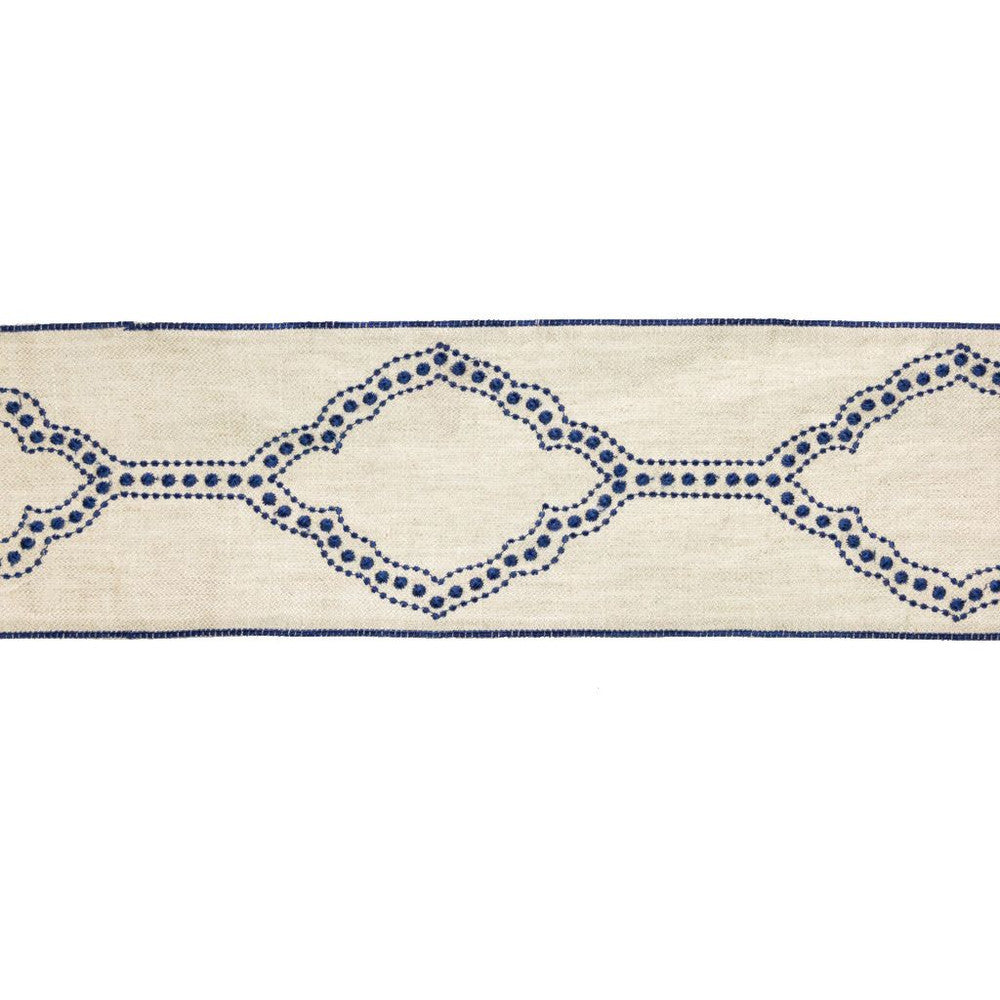 BD112 4.75" Border Ming Blue by RM CoCo Trim Artisano Collection Trim Book Base: 100% Linen Embroidery: 100% Rayon See Sample 0 Horizontal: 4.75 and Vertical: 7.85 4.75 - Fabric Carolina -