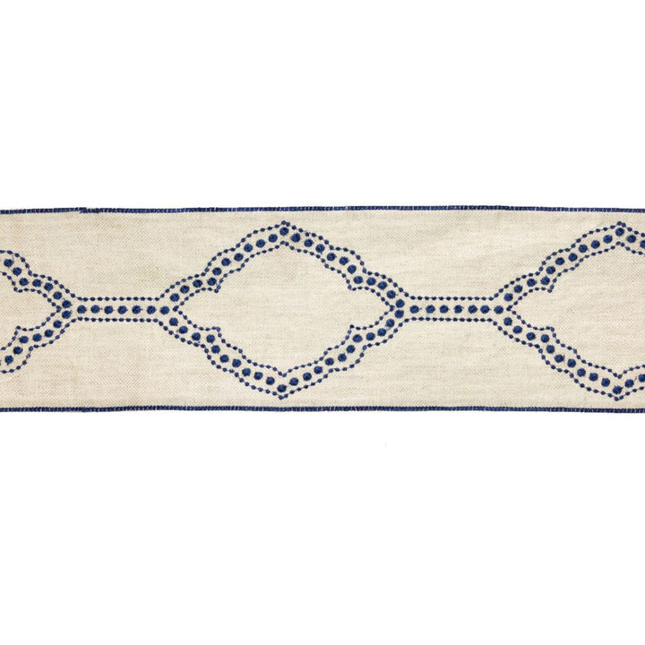 BD112 4.75" Border Ming Blue by RM CoCo Trim Artisano Collection Trim Book Base: 100% Linen Embroidery: 100% Rayon See Sample 0 Horizontal: 4.75 and Vertical: 7.85 4.75 - Fabric Carolina -