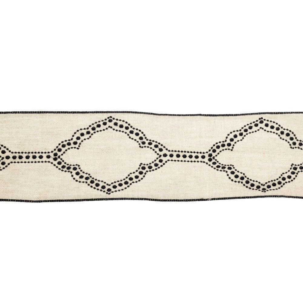 BD112 4.75" Border Obsidian by RM CoCo Trim Artisano Collection Trim Book Base: 100% Linen Embroidery: 100% Rayon See Sample 0 Horizontal: 4.75 and Vertical: 7.85 4.75 - Fabric Carolina -