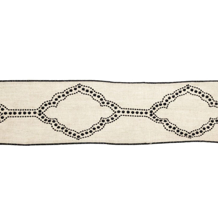 BD112 4.75" Border Obsidian by RM CoCo Trim Artisano Collection Trim Book Base: 100% Linen Embroidery: 100% Rayon See Sample 0 Horizontal: 4.75 and Vertical: 7.85 4.75 - Fabric Carolina -