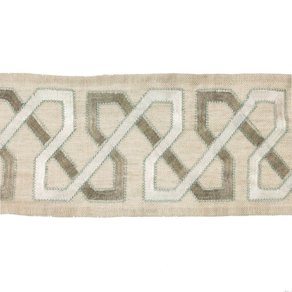 BD113 5" Border Silver Oak by RM CoCo Trim Artisano Collection Trim Book Base: 100% Linen Embroidery: 100% Rayon See Sample 0 Horizontal: 5 and Vertical: 3.95 5 - Fabric Carolina -