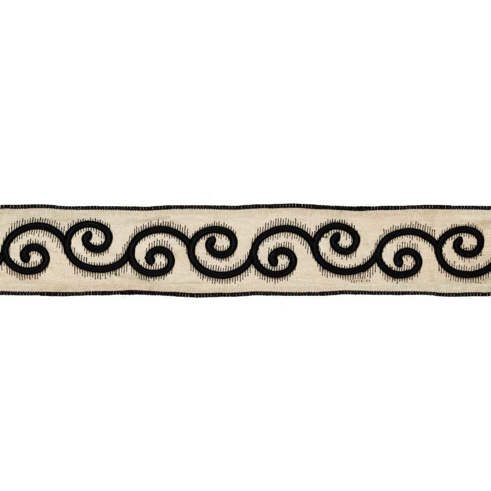 BD115 2.85" Border Onyx by RM CoCo Trim Artisano Collection Trim Book Base: 100% Linen Embroidery: 100% Rayon See Sample 0 Horizontal: 2.85 and Vertical: 3.95 2.85 - Fabric Carolina -