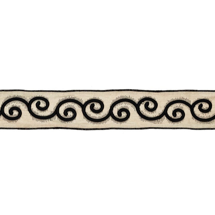 BD115 2.85" Border Onyx by RM CoCo Trim Artisano Collection Trim Book Base: 100% Linen Embroidery: 100% Rayon See Sample 0 Horizontal: 2.85 and Vertical: 3.95 2.85 - Fabric Carolina -