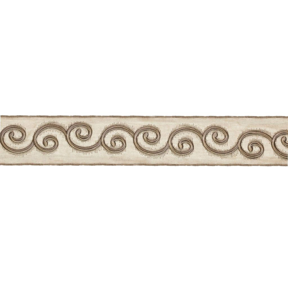 BD115 2.85" Border Truffle by RM CoCo Trim Artisano Collection Trim Book Base: 100% Linen Embroidery: 100% Rayon See Sample 0 Horizontal: 2.85 and Vertical: 3.95 2.85 - Fabric Carolina -
