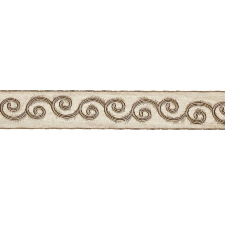 BD115 2.85" Border Truffle by RM CoCo Trim Artisano Collection Trim Book Base: 100% Linen Embroidery: 100% Rayon See Sample 0 Horizontal: 2.85 and Vertical: 3.95 2.85 - Fabric Carolina -