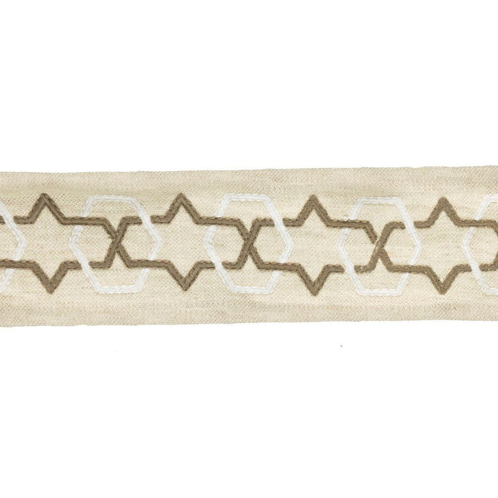 BD116 3" Border Travertine by RM CoCo Trim Artisano Collection Trim Book Base: 100% Linen Embroidery: 100% Polyester See Sample 0 Horizontal: 3 and Vertical: 2.6 3 - Fabric Carolina -