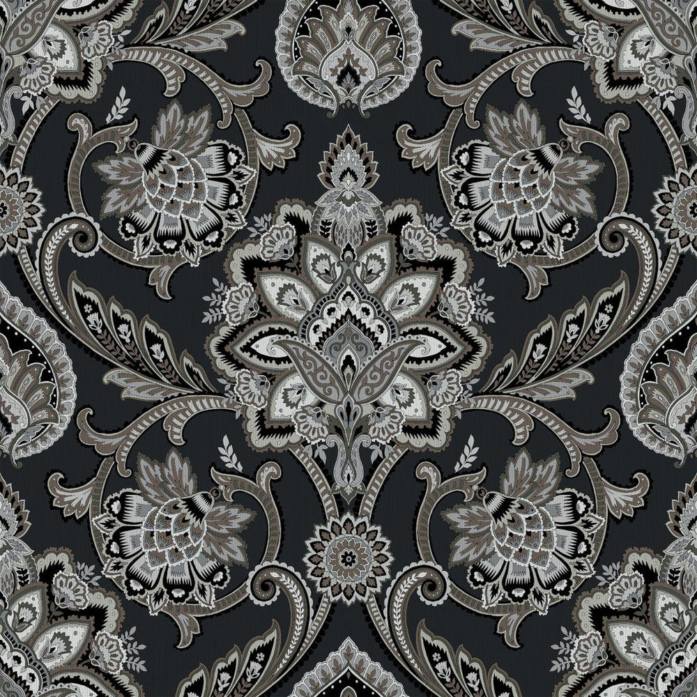 Blickling Garden Damask Charcoal by RM CoCo Fabric