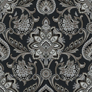 Blickling Garden Damask Charcoal by RM CoCo Fabric