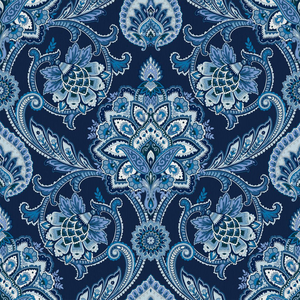 Blickling Garden Damask Mood Indigo by RM CoCo Fabric