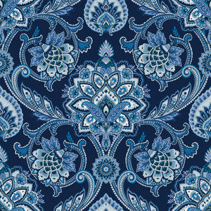 Blickling Garden Damask Mood Indigo by RM CoCo Fabric