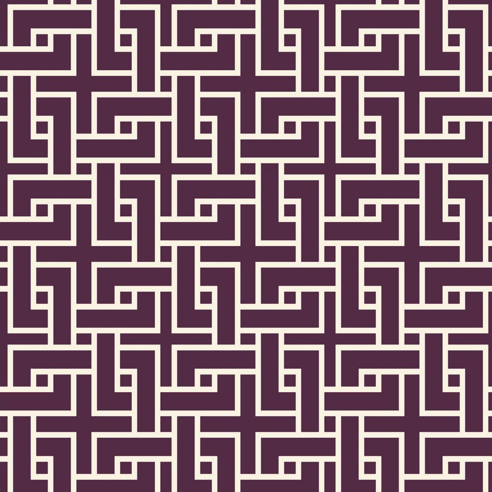 Manchurian Fret Aubergine by RM CoCo Fabric