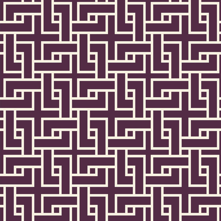Manchurian Fret Aubergine by RM CoCo Fabric