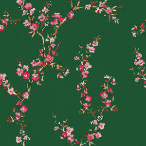 Manchurian Blossoms Emerald by RM CoCo Fabric